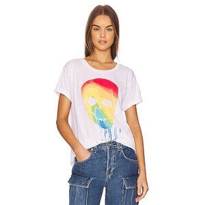 Chaser NWT Vintage Cap Sleeve Tee Color Splash Skeleton Sz Small  White Revolve